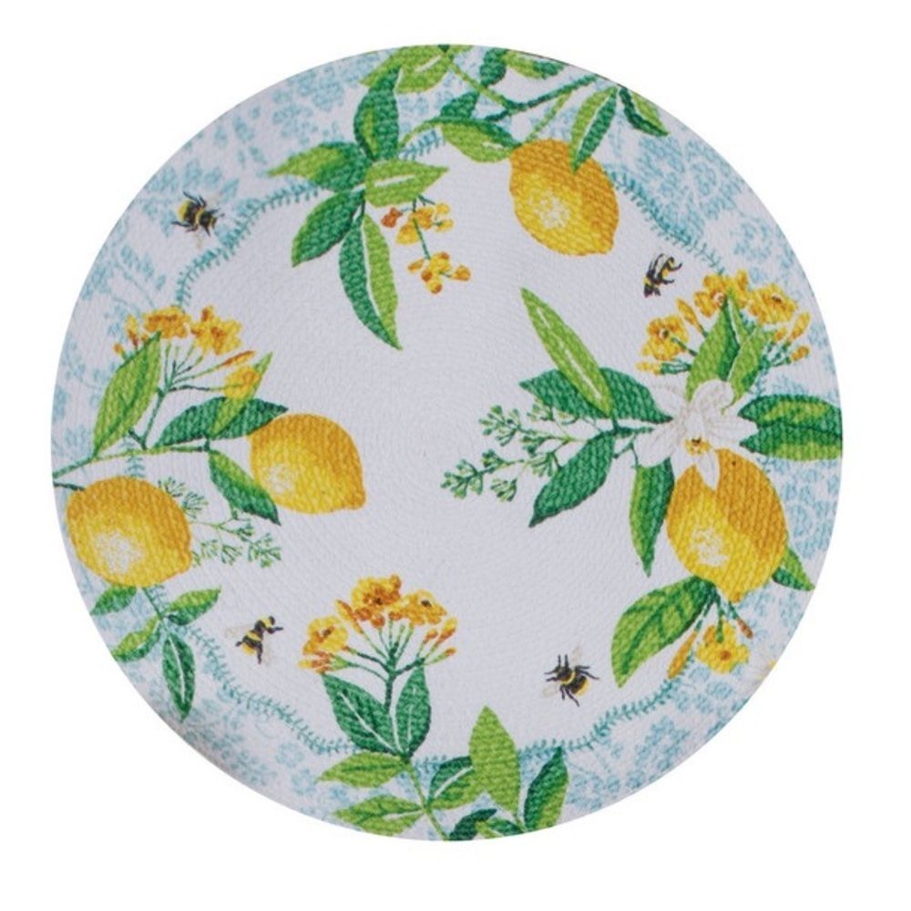 Bee Zesty Braided Round Placemat Kay Dee Designs Large 14.5” Lemons Essential